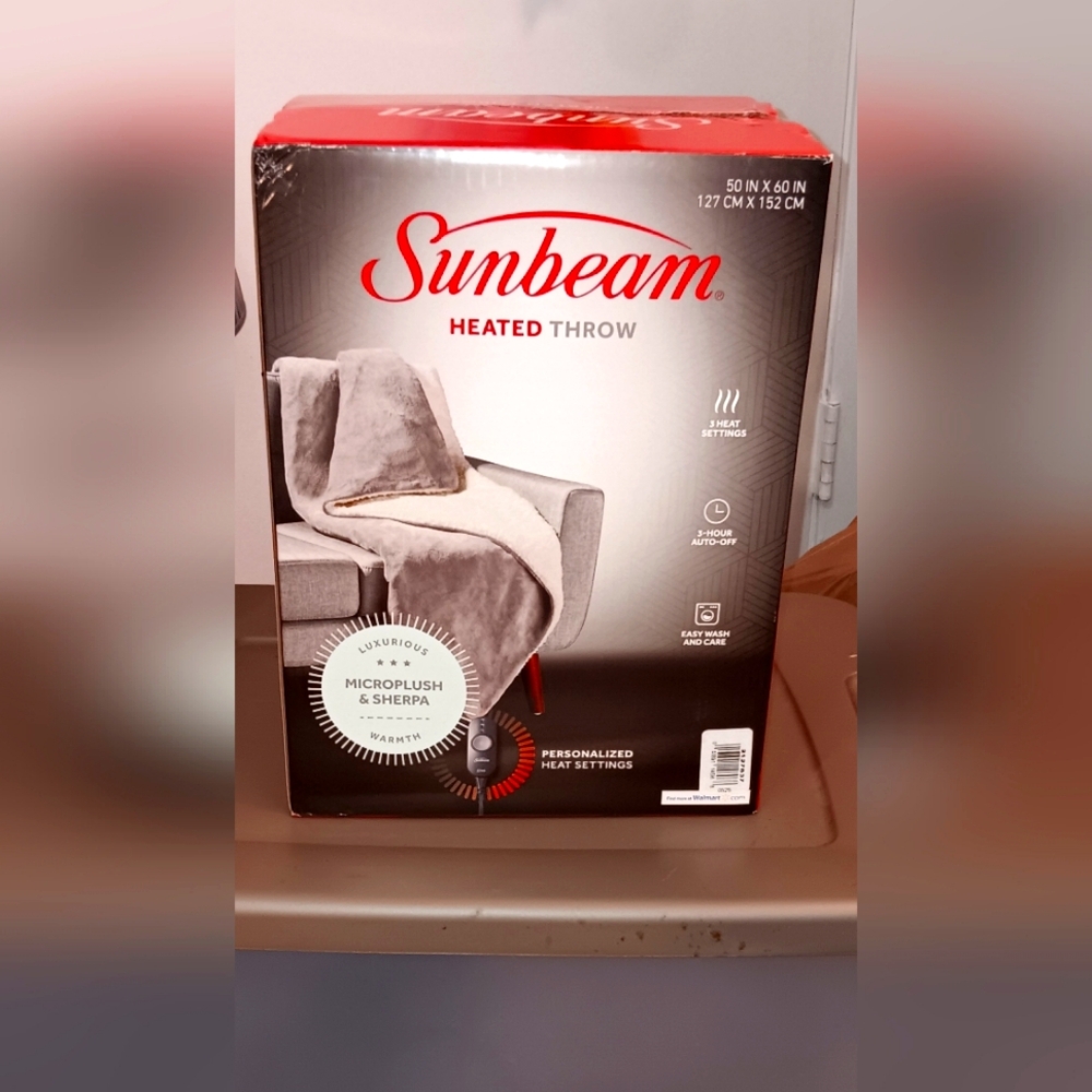 Heated Throw Blanket Sunbeam Plaid Red and Black